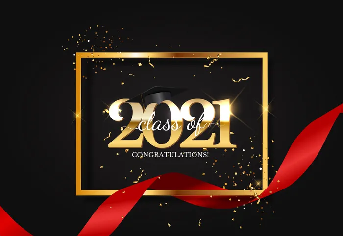 2021年毕业班，带毕业帽和五彩纸屑。eps,ai矢量模版下载