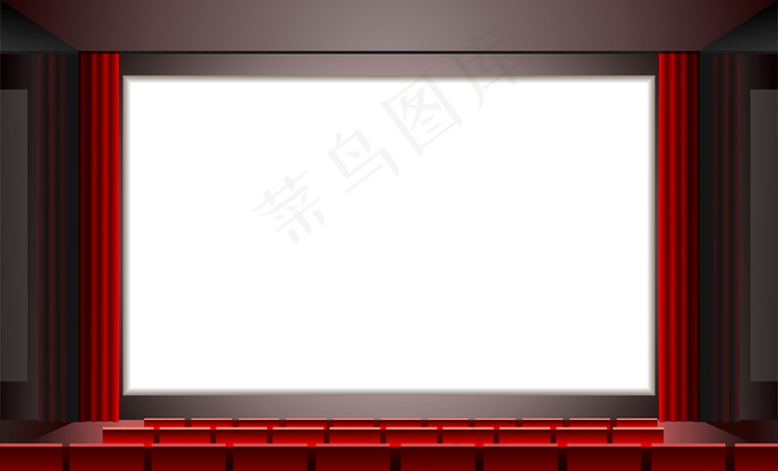 白色银幕电影院，插图eps,ai矢量模版下载