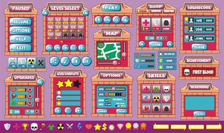 界面游戏设计。创建2d游戏所需的所有屏幕