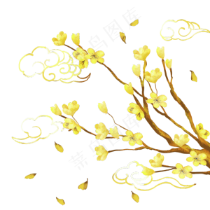 秋天金色植物花枝