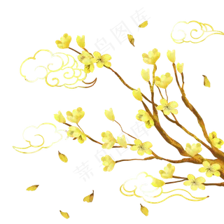 秋天金色植物花枝