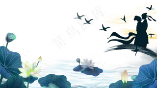 卡通七夕情人节唯美边框