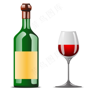 有酒杯的酒瓶