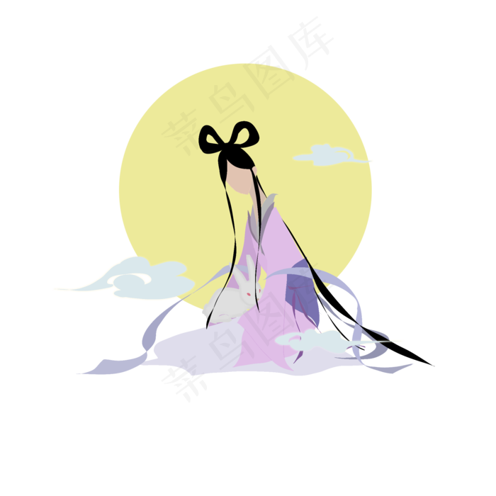 中秋节嫦娥玉兔唯美古风简约文艺(2000X2000(DPI:300))psd模版下载