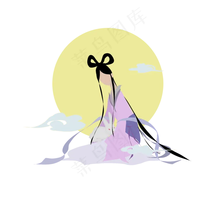 中秋节嫦娥玉兔唯美古风简约文艺(2000X2000(DPI:300))psd模版下载