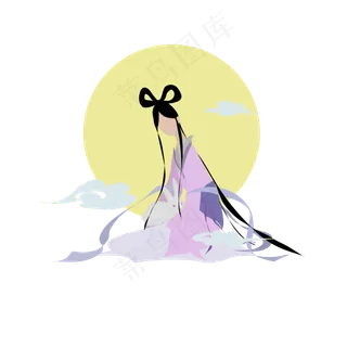 中秋节嫦娥玉兔唯美古风简约文艺