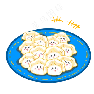 卡通蓝色盘子可爱水饺 卡通蓝色盘子可爱水饺