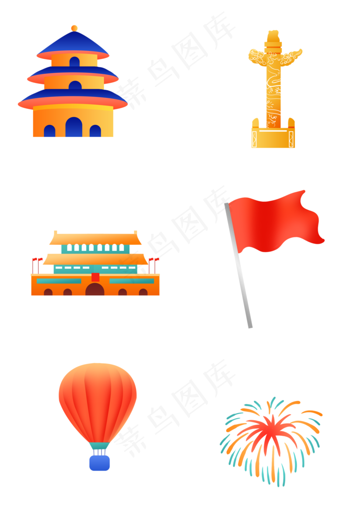 国潮风国庆节贴纸(2000X2963(DPI:300))psd模版下载
