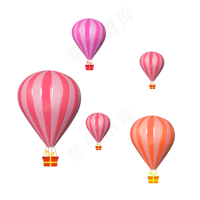 粉色七夕节热气球群情侣装饰(2000X2000(DPI:300))psd模版下载