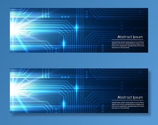 科技蓝色抽象电子模板，数字微芯片纹理，真实风格背景，