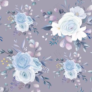 无缝图案美丽的花叶设计