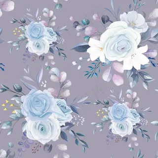 无缝图案美丽的花叶设计