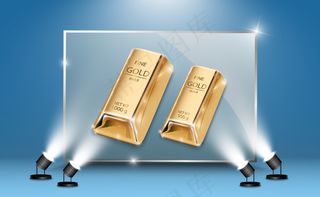 透明背景上隔离的金条。