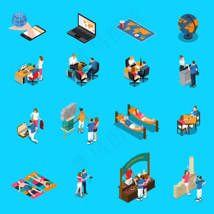 旅行社等距图标