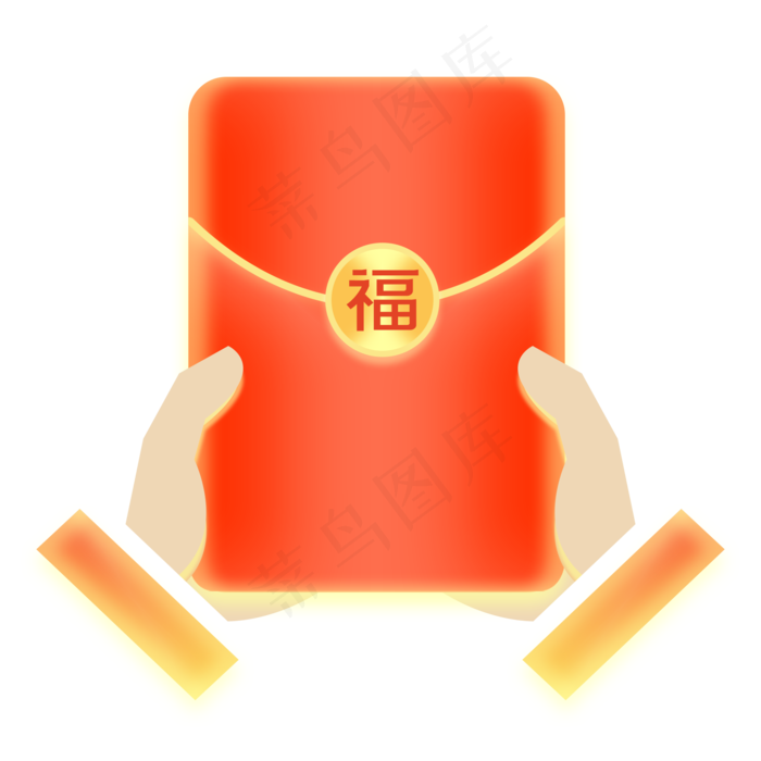 手持福气新年发红包(2000X2000(DPI:300))psd模版下载