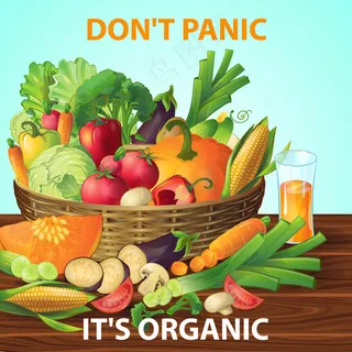 卡通风格复古木篮，装满蔬菜和可编辑文本