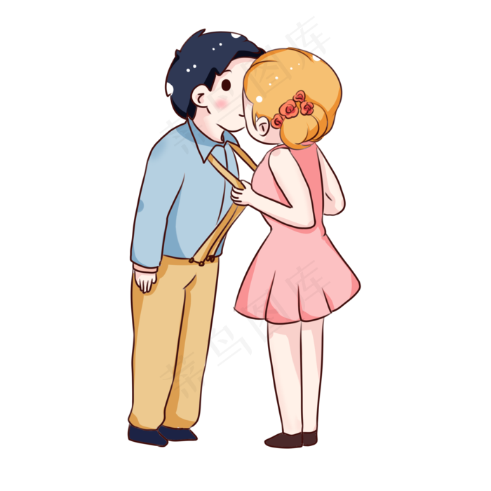 手绘卡通年轻情侣