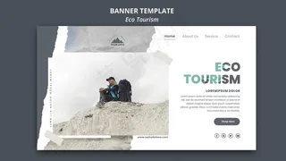 生态旅游广告横幅banner模板