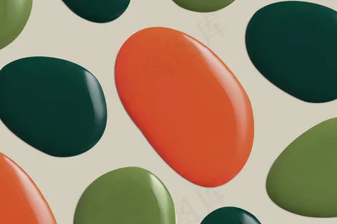 绿色和橙色油漆滴在绿色背景中 绿色和橙色油漆滴在绿色背景中