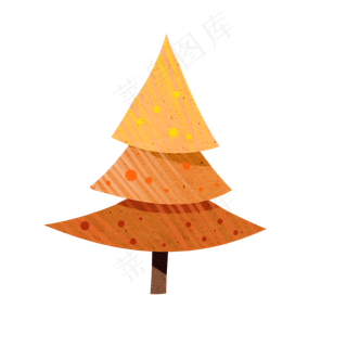 秋天树木手绘卡通元素