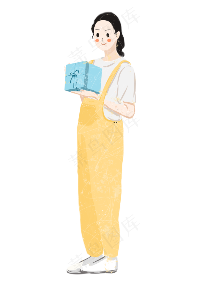 双十一双12收礼物女孩手绘