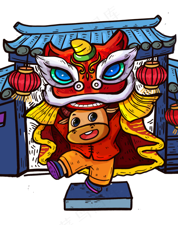2021年春节红色喜庆牛年新年快乐(3545X4467(DPI:300))psd模版下载
