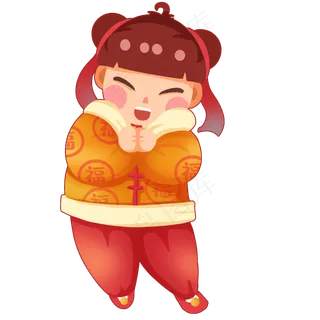 新年女生福娃童女拜年