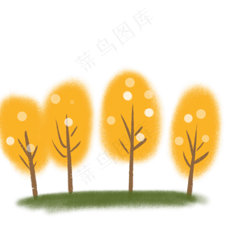 秋天森林小树png免抠图