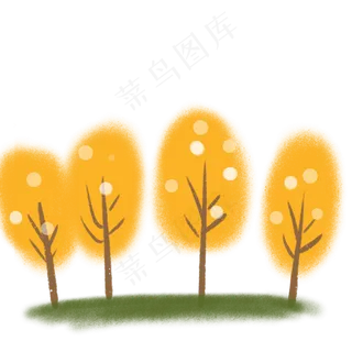 秋天森林小树png免抠图