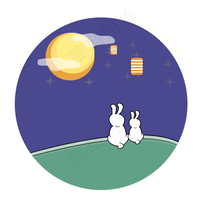  小兔子看月亮免 