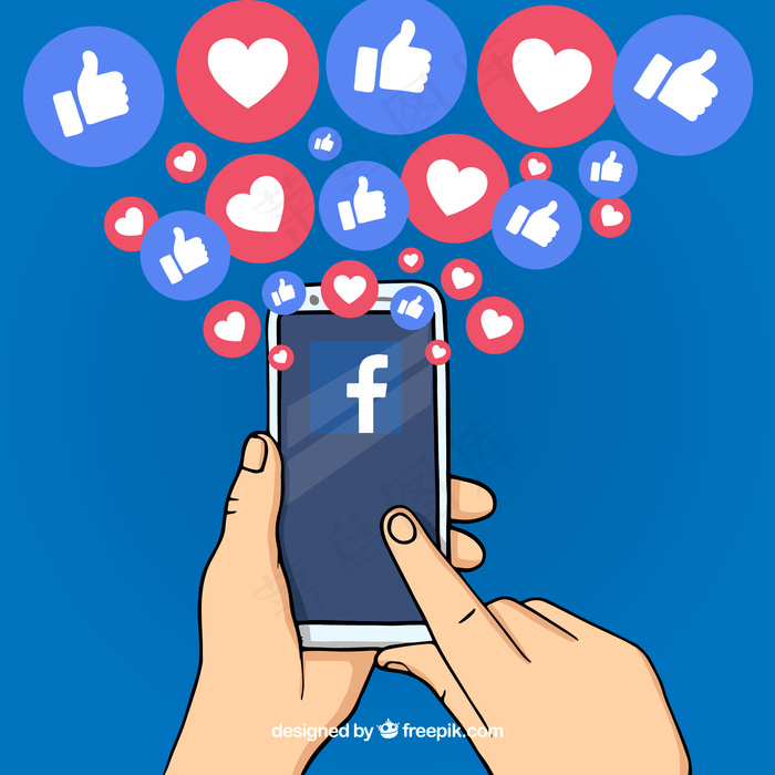 手绘facebook手机背景eps,ai矢量模版下载