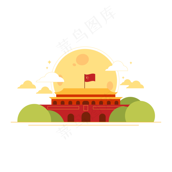 扁平风国庆中秋(3000X3000(DPI:300))ai矢量模版下载