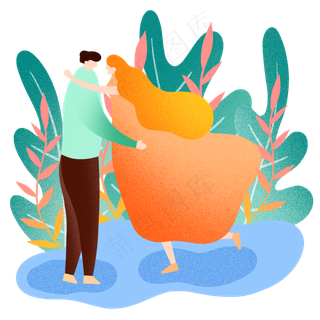 七夕情人节情侣接吻