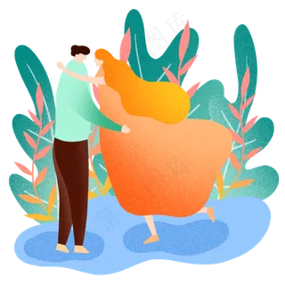 七夕情人节情侣接吻