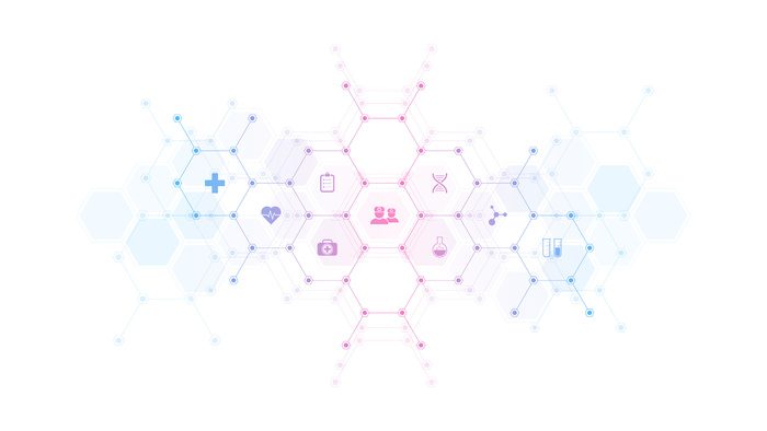 带有平面图标和符号的医学背景eps,ai矢量模版下载