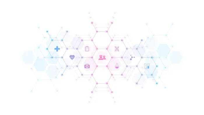 带有平面图标和符号的医学背景eps,ai矢量模版下载
