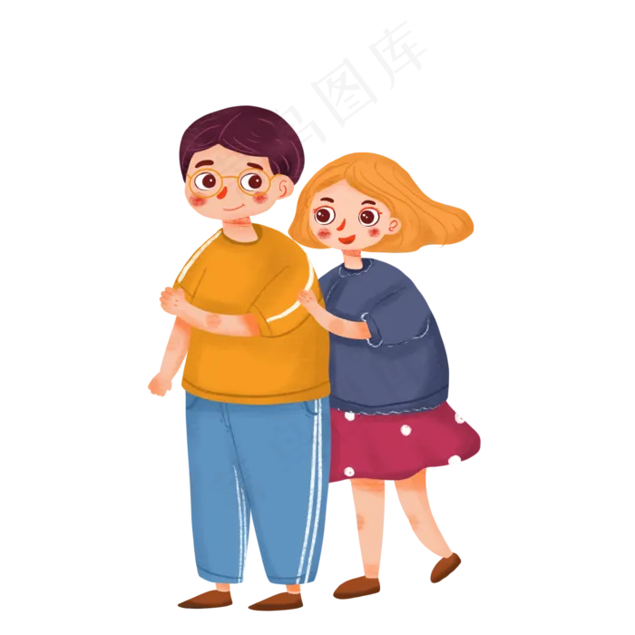 七夕情侣卡通人物元素(2000X2000(DPI:132))psd模版下载