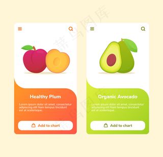 水果健康李子有机牛油果手机app手机app移动应用广告横幅banner模板