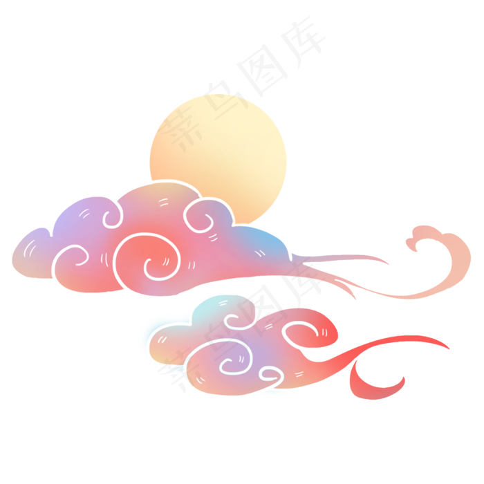 国潮七夕祥云月亮(2000X2000(DPI:300))psd模版下载