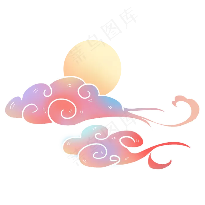 国潮七夕祥云月亮(2000X2000(DPI:300))psd模版下载