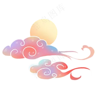 国潮七夕祥云月亮