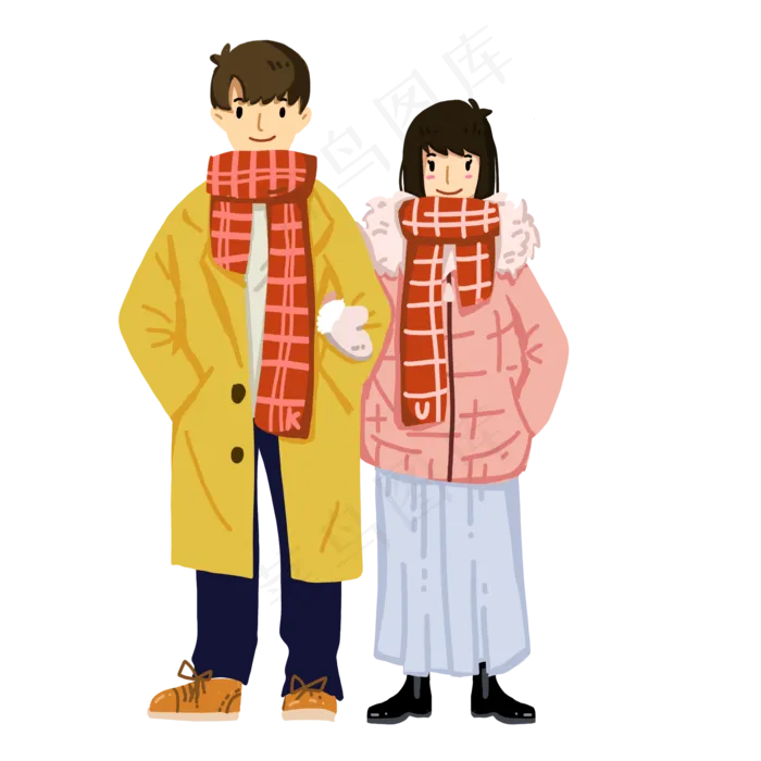 卡通手绘情人节情侣约会(2000X2000(DPI:300))psd模版下载