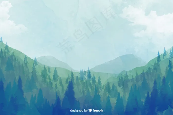 抽象森林水彩景观背景eps,ai矢量模版下载