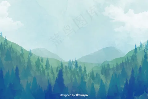 抽象森林水彩景观背景