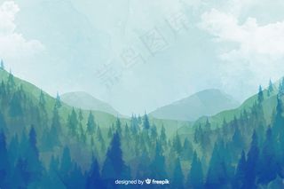 抽象森林水彩景观背景