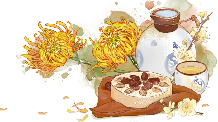 重阳节重阳糕酒酒壶菊花(1125X2436(DPI:72))psd模版下载