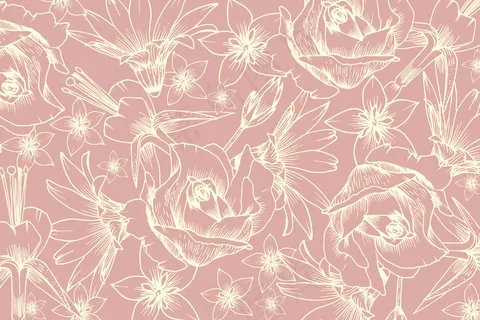 粉彩背景上的写实手绘花