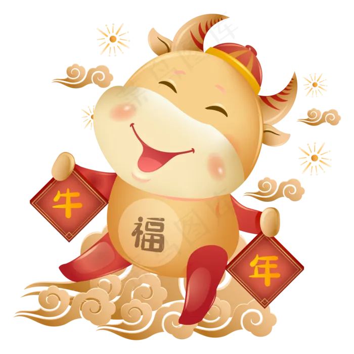 2021新春牛年卡通形象(2362X2362(DPI:300))ai矢量模版下载