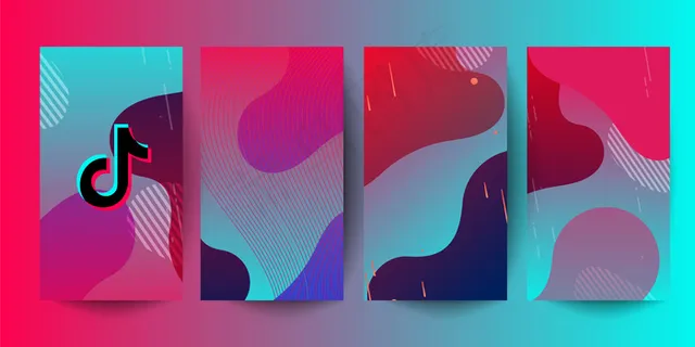 粉绿色渐变水平背景，带tiktok标志