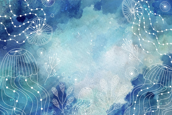 水彩背景与手绘元素eps,ai矢量模版下载